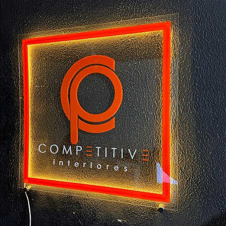 Placa em Acrílico com Logotipo em Acrílico e Iluminação em LED