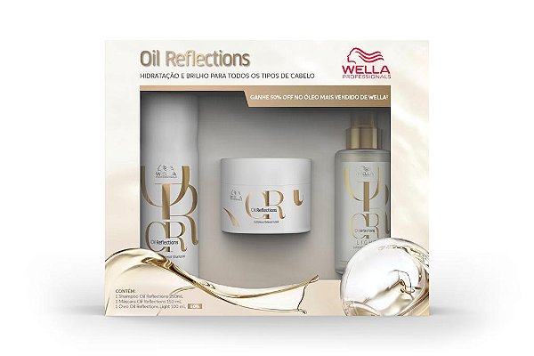 Wella Professionals Shampoo Oil Reflections 150 ml + Máscara Oil Reflection 150 ML + Óleo Oil Reflections Light 100 ML