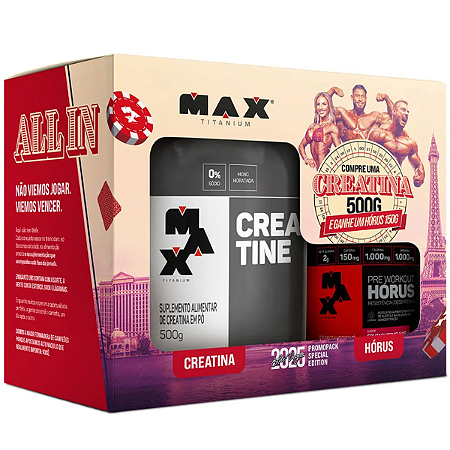 Promopack Creatina 500g + Pré treino Horus 150g - Max Titanium
