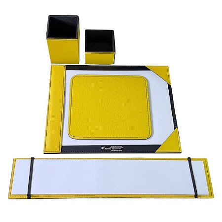 Kit Risque A4, Risque Teclado + Refil de Papel, Mouse Pad, Porta Objetos - Amarelo e Preto