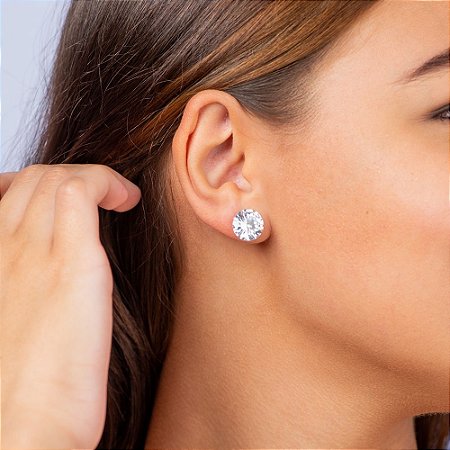 Brinco de zirconia em Prata 925