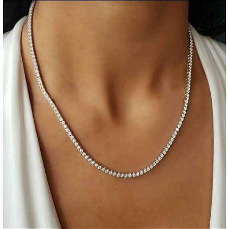 Colar em prata com zircônias: Modelo Riviera