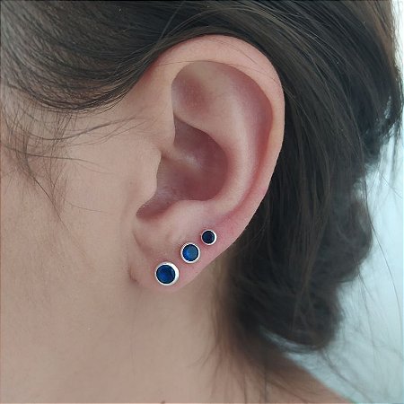 Brinco Trio zircônias em prata 925