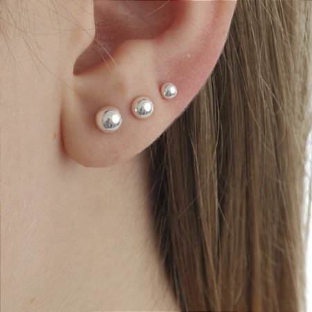 Brinco trio de bola em prata 925