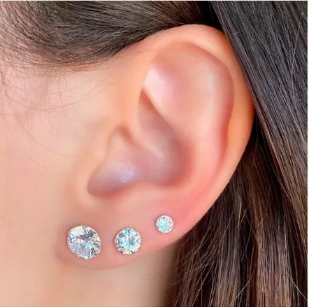 Brinco trio zircônia em prata 925