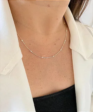 Cordão veneziano com bolinhas em prata 925