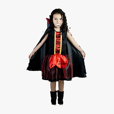 Fantasia VampirA Menina Drácula Infantil Halloween - FantasiAdoro - Junina.  Festa e Fantasia