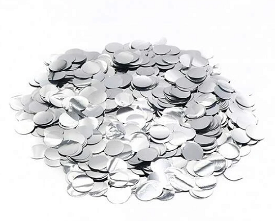 Confete decorativo prata para balões bolinhas - 15 gramas