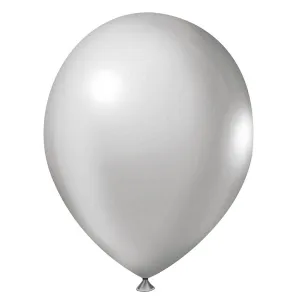 Balão Látex n8 Metalizado Prata c/ 50 unidades