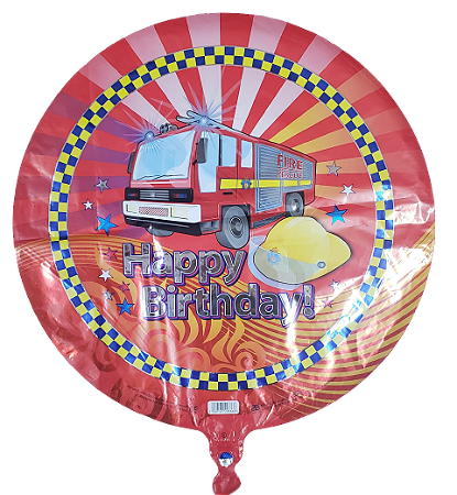 Balão metalizado redondo 18 polegadas - Happy Birthday Bombeiro