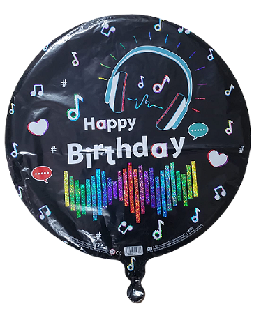 Balão metalizado redondo 18 polegadas - Happy Birthday Tik Tok
