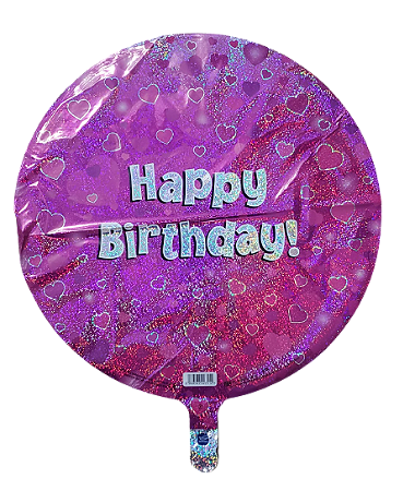 Balão metalizado redondo 18 polegadas - Happy Birthday Love