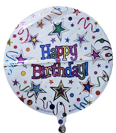 Balão metalizado redondo 18 polegadas - Happy Birthday Carnaval