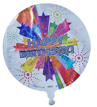 Balão metalizado redondo 18 polegadas - Happy Birthday Estrelado