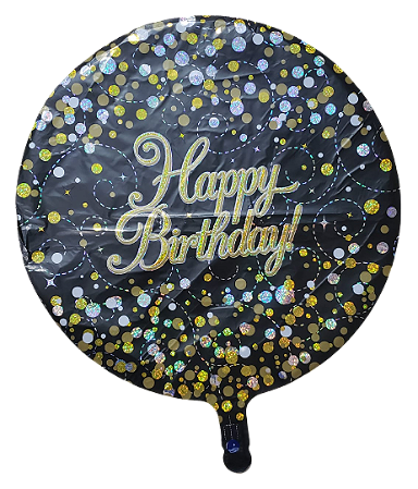 Balão metalizado redondo 18 polegadas - Happy Birthday Luxo