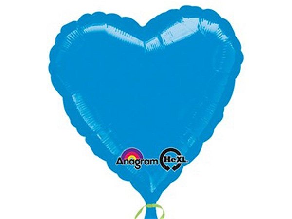 Balão Metalizado Coração 18 Polegadas Liso Azul