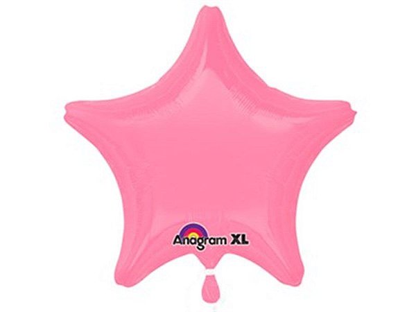 Balão Metalizado de Estrela Rosa Brilho 19P