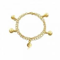 Pulseira de Corrente Dupla Com Bolinhas Trabalhadas Folheadas a Ouro 18K