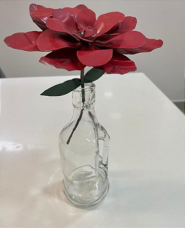 Jarra de Vidro com Flor de Metal
