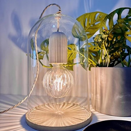 Luminária Redoma Gomos Concreto