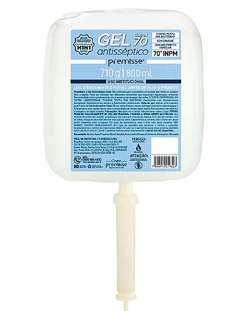 Álcool gel 70% c/umectantes especiais bag 800 ml - Premisse