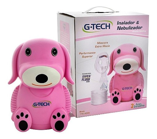 Inalador/Nebulizador G-tech DOG Rosa 110v/220v