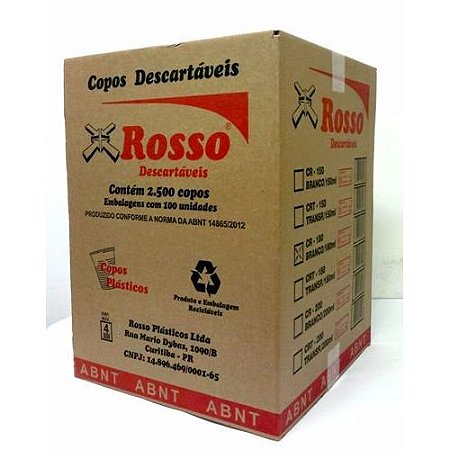 Copo descartável 180 ml branco (caixa com 2.500 unidades) - Rosso