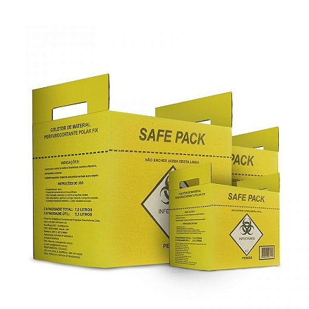 Caixa para material perfurocortante 3 lts - Safe Pack Polarfix