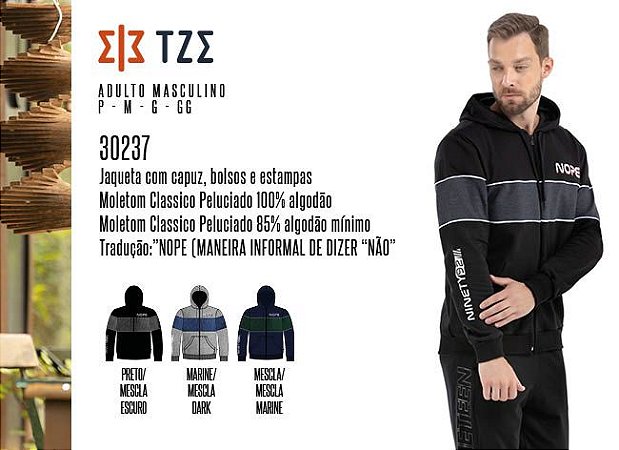 Jaqueta Masculina TZE c/ Capuz, Bolsos e Estampas