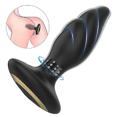 PLUG ANAL DE SILICONE COM VIBRO E ROTAÇÃO