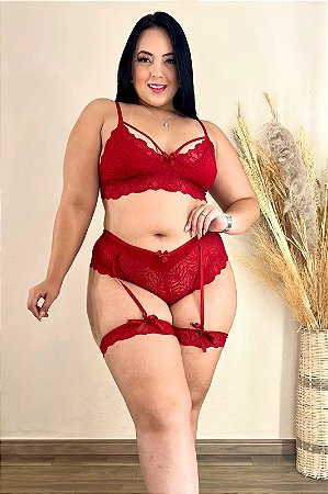 CONJUNTO SEXY CINTA LIGA PLUS SIZE