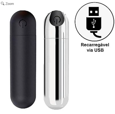 BULLET 10 VIBRAÇÕES - RECARREGÁVEL - COR: PRATA