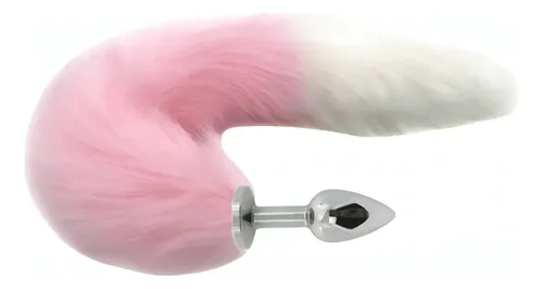 PLUG ANAL COM RABO RAPOSA DE PELÚCIA - TAMANHO: P - ROSA CLARO
