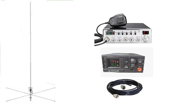 RADIO PX VOYAGER ARES 2 + ANTENA 5/8 ESTEELBRAS APO163+ FONTE 30 AMPERES + 21 METROS DE CABO