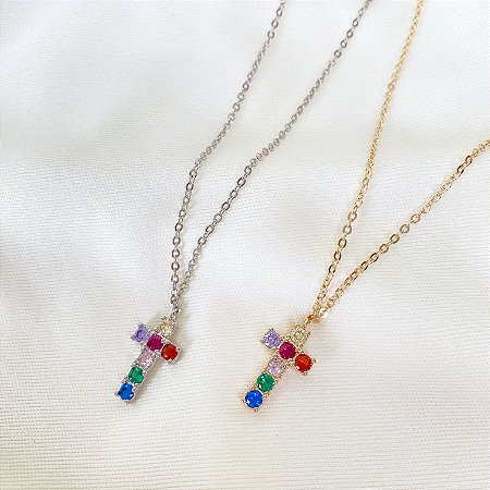Colar Cruz Rainbow