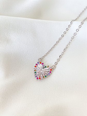 Colar Coração Colors Luna Ouro Branco