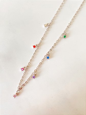 Choker Rainbow Bia Ouro Branco