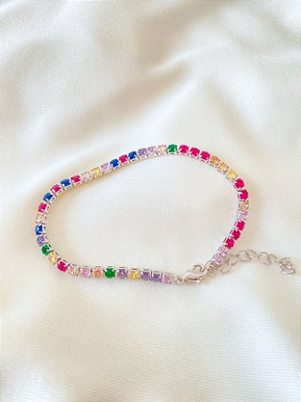 Pulseira Riviera Rainbow Ouro Branco
