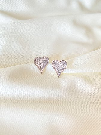 Brinco Coração Ouro Branco