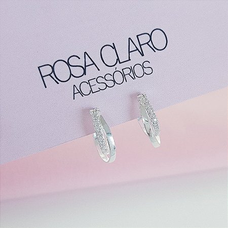 Argola Fio Duplo com Detalhes Zirconias Prata 925