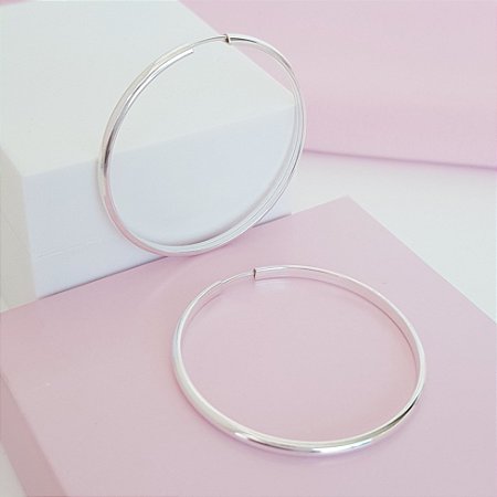 Argola Meia Cana 39mm Prata 925