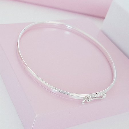 Pulseira Rígida  Fio Achatado Prata 925