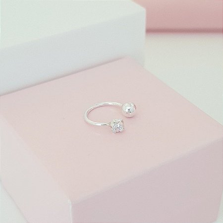 Piercing Fake Bolinha e Zirconia Prata 925