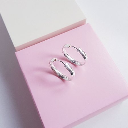 Argola Meia Cana 21mm Prata 925
