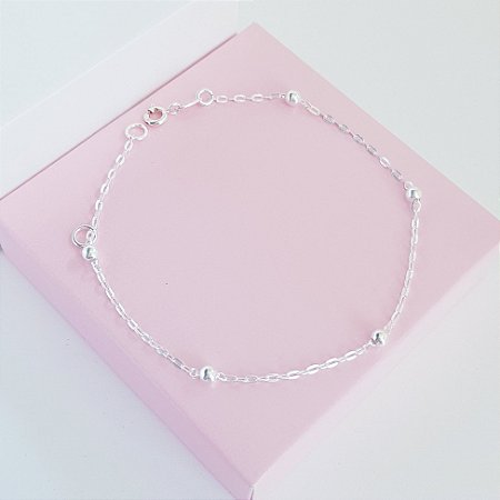 Pulseira Bolinha 3mm Prata 925