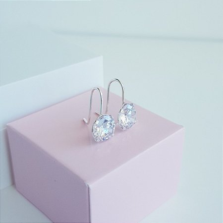 Brinco Gancho Zirconia Prata 925