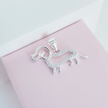 Pingente Doguinho Detalhes Zirconia Prata 925