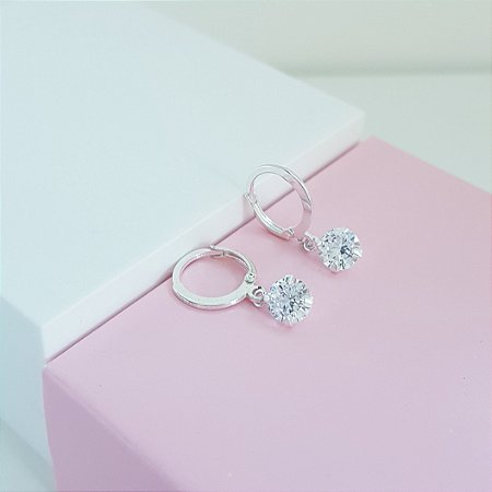 Argola Clique com Pingente Zirconia Prata 925