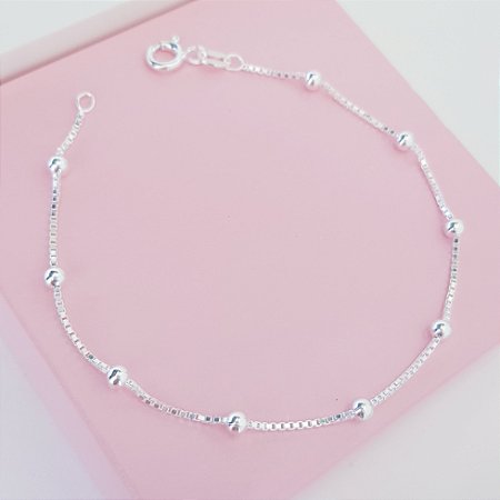 Pulseira Veneziana com Bolinhas Prata 925