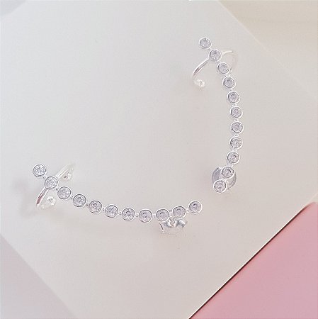Brinco Ear Cuff Zirconias Prata 925
